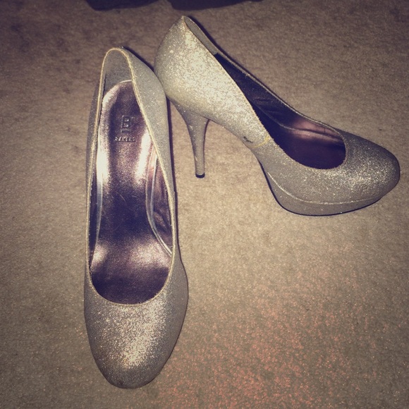 Silver Glitter pumps from bakers