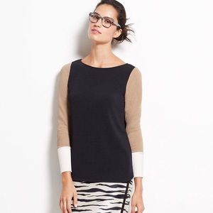 Ann Taylor Color Block Crepe Top