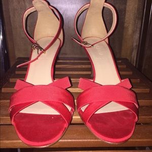 J.Crew red ankle strap heels