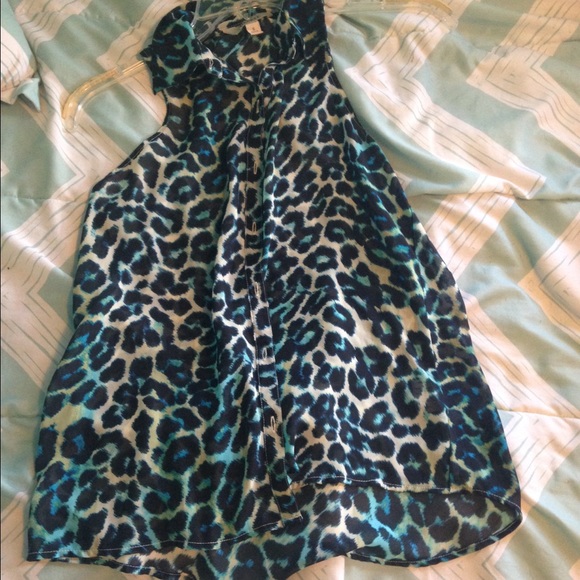 Cheetah print button down tank top