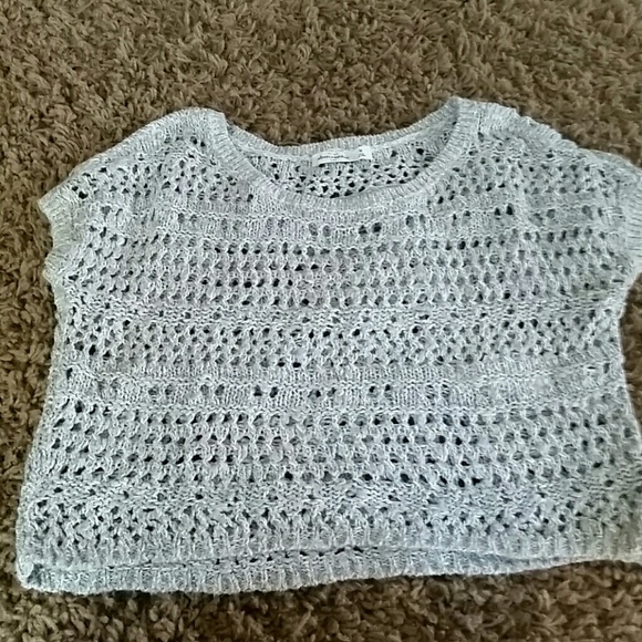 Cropped crochet sweater