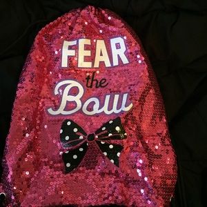 Fear the bow pink sparkly cheer bag