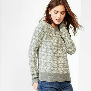 Gap Fair Isle Gray Wool Sweater