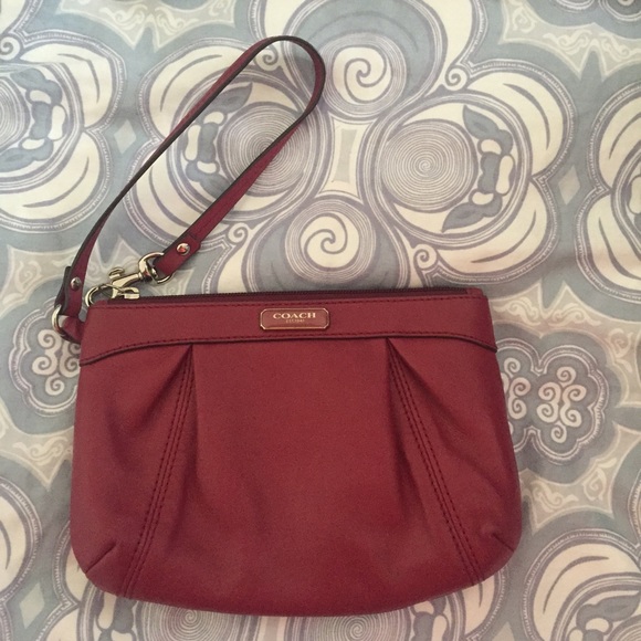 Authentic maroon leather Coach wristlet