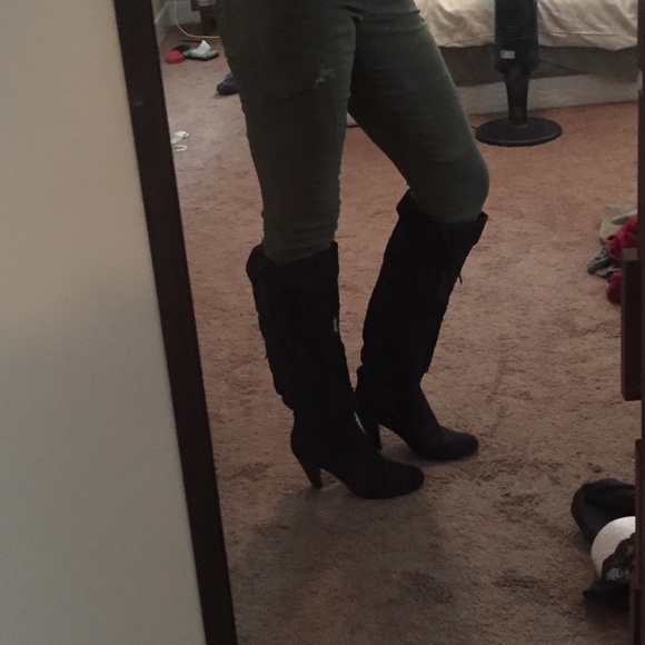 Faux suede over the knee boots