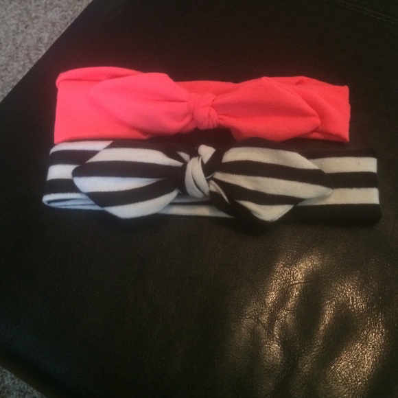 Bundle- coral and black and white bow headband