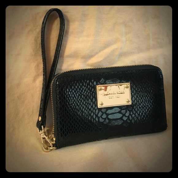 Michael Kors Python Leather Zip-Around Wallet - Picture 1 of 3