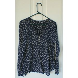 FINAL REDUCTION Gap Blue &White Floral Peasant Top