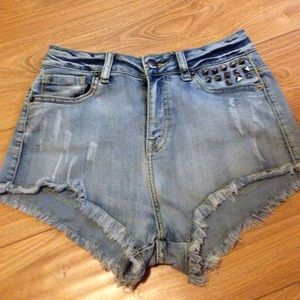 Studded high waisted shorts.