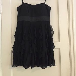 BCBGen Strapless Black Ruffled Cocktail Dress