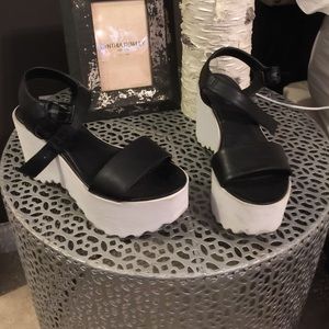 Black wedge sandals