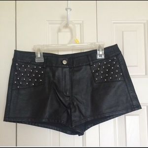 NWOT Black Pleather Studded Biker Shorts