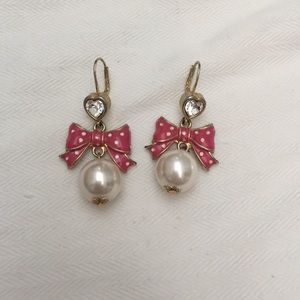 Betsey Johnson Bow/Pearl Earrings