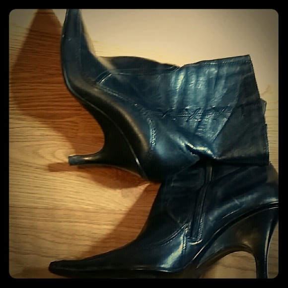 Black leather boots.