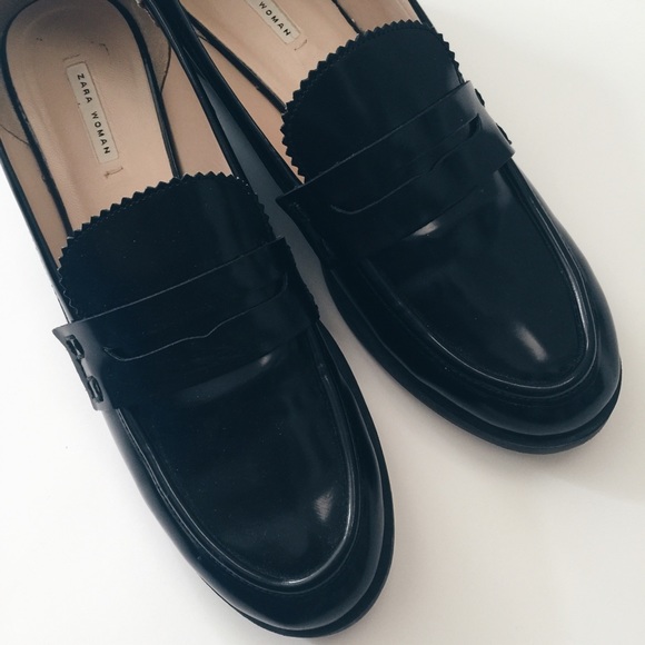 Zara black penny loafers