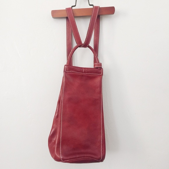I Medici vintage red leather backpack