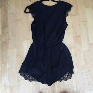 Beautiful Black Romper, laced edges SMALL