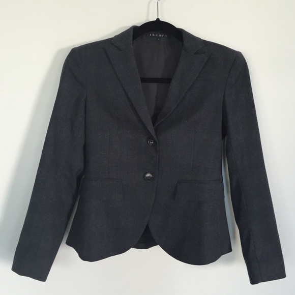 Theory Charcoal Gray Wool Blazer in Size 2