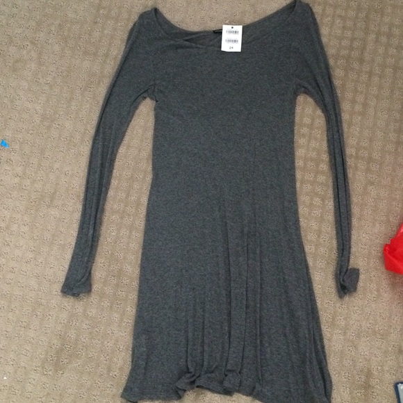 Gray Brandy Melville see-through long sleeve dress