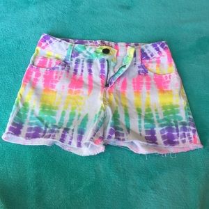 White, rainbow colored shorts