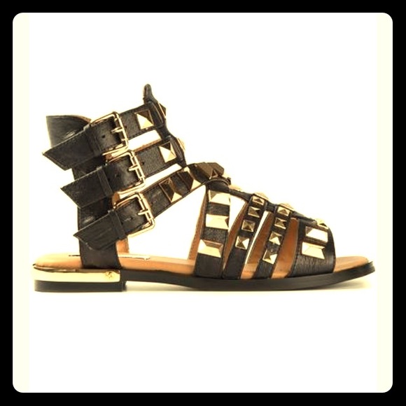 Black gladiator studded sandals - Picture 1 of 1