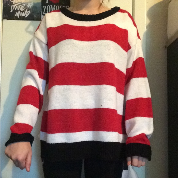 Red and white striped sweater