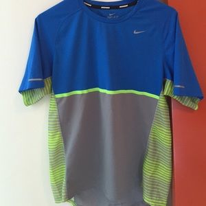 Men's Nike blue and green dri-fit workout shirt