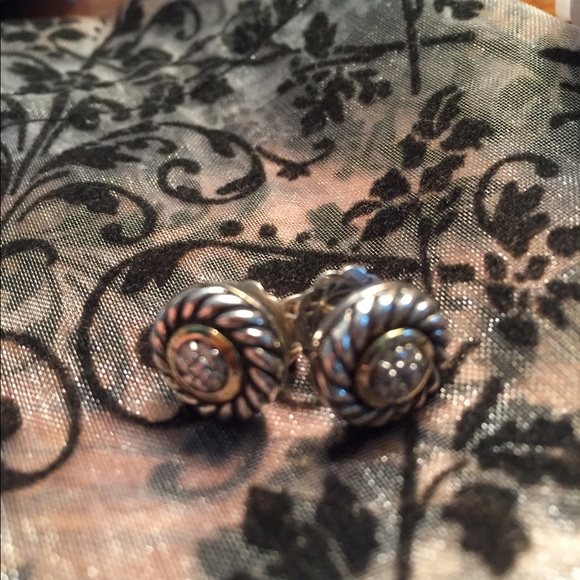 David Yurman Jewelry - Authentic David Yurman 18k/SS Diamond earrings