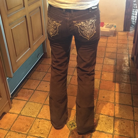 J& Company chocolate corduroy jeans designer dtail
