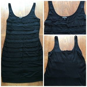 Black layered ruffle cotton dress