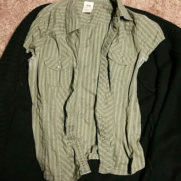 SOLD!! Olive Green Button Down - Picture 2 of 2