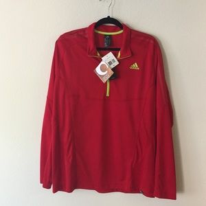 Adidas pullover red with Neon green zipper