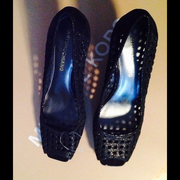 Arturo Chiang leather mesh shoes w/ sheen