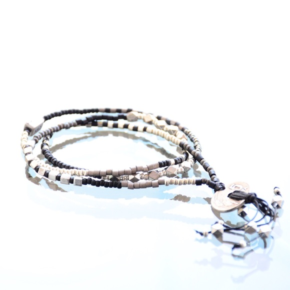 Miyuki, stone and coin bracelet/necklace