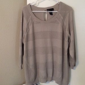 Lane Bryant Gray eyelet sweater.