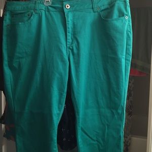 Turquoise/green skinny jeans