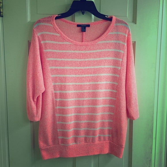 Forever 21 Pink & White Striped Shirt, Medium