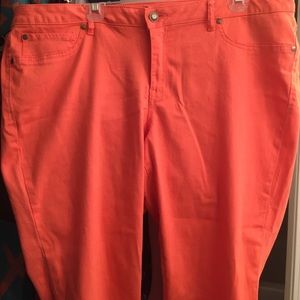 Salmon pink skinny jeans