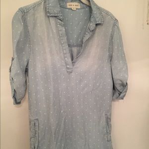 Cloth & stone denim polka dot dress