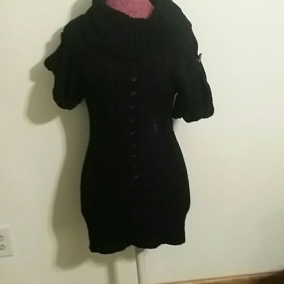 Cowl neck sweater dress