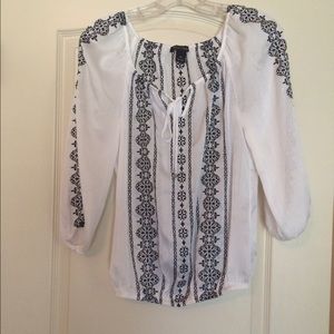 Shear top with gathered waist