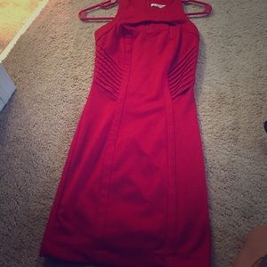 Red Ribbed bodycon dress