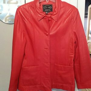 Red leather jacket