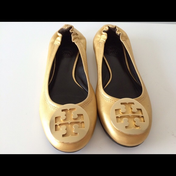 Tory Burch Shoes - TORY BURCH GOLD BALLET FLATS, SIZE 5.5