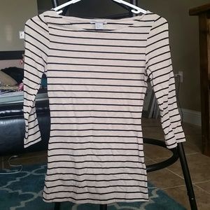 3/4 sleeve striped fitted top