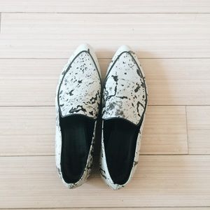 All Saints Keiko Loafers with Ink Splash Pattern