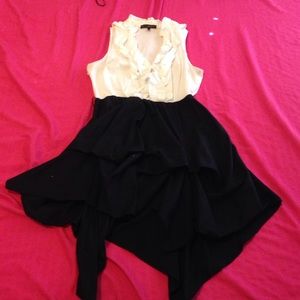 Black and white collared high-low dress