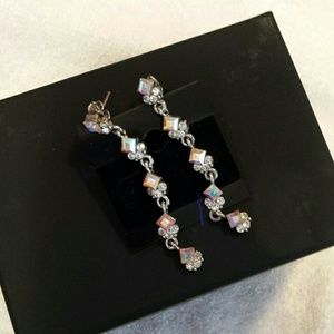 Mirrored/clear crystal dangle earrings