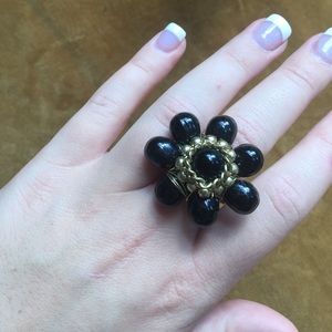 Black floral ring