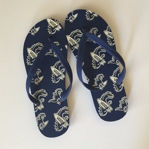 Vans flip flops size 10 NWT navy blue dinasours